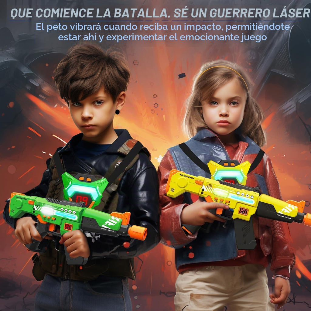 Juego de pistolas láser de juguetes de 2 con chalecos recargables mejorados LED multifuncionales digitales, regalos de cumpleaños para niños, niños y niñas de 8, 9, 10, 11, 12+ años, adolescentes