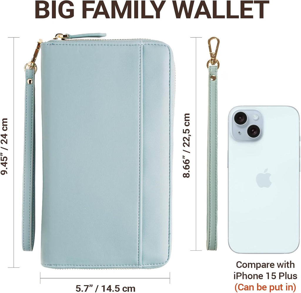 Organizador de documentos de viaje - Cartera RFID para pasaporte, estuche porta-familia, muñequera con identificación