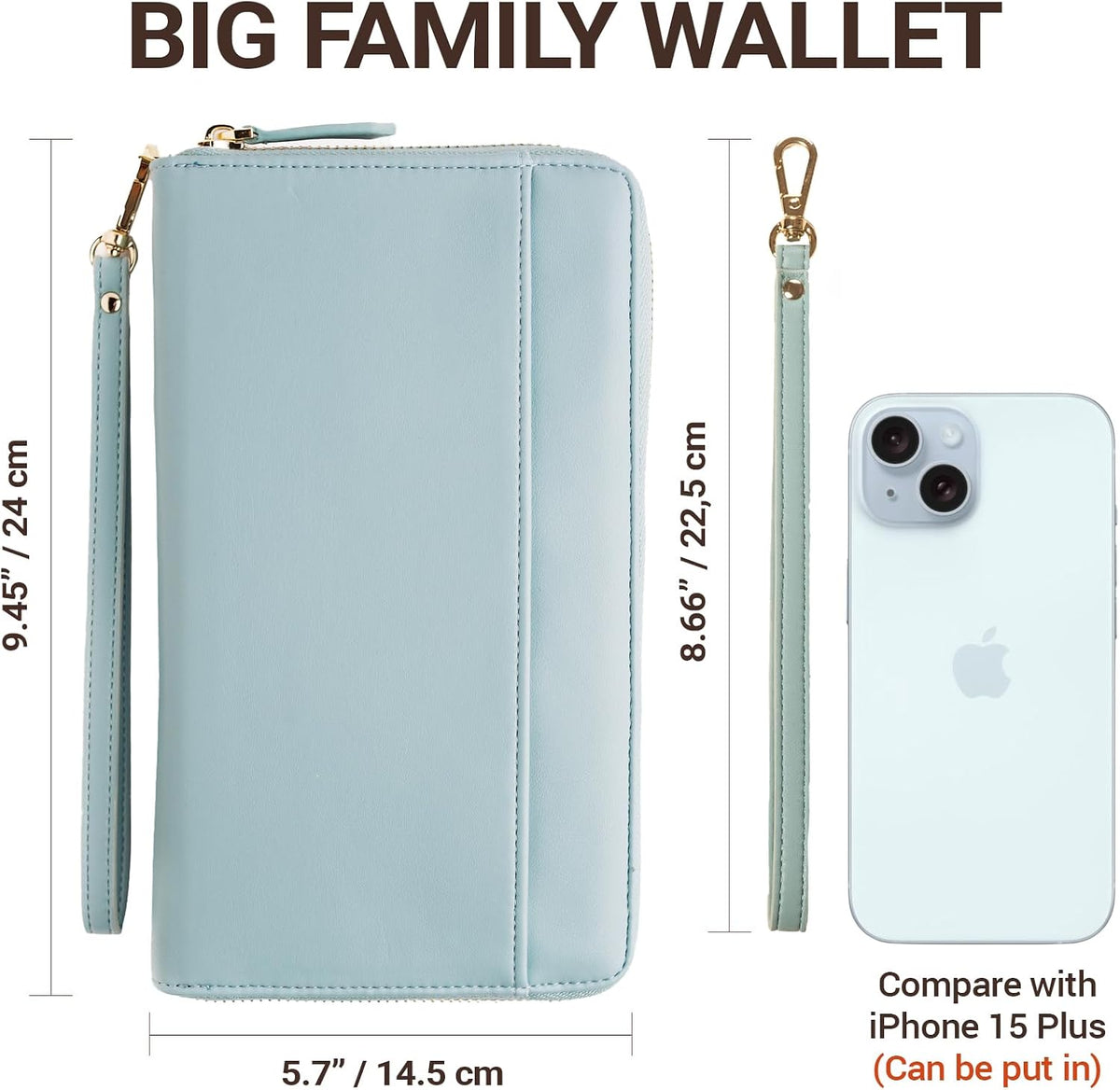 Organizador de documentos de viaje - Cartera RFID para pasaporte, estuche porta-familia, muñequera con identificación