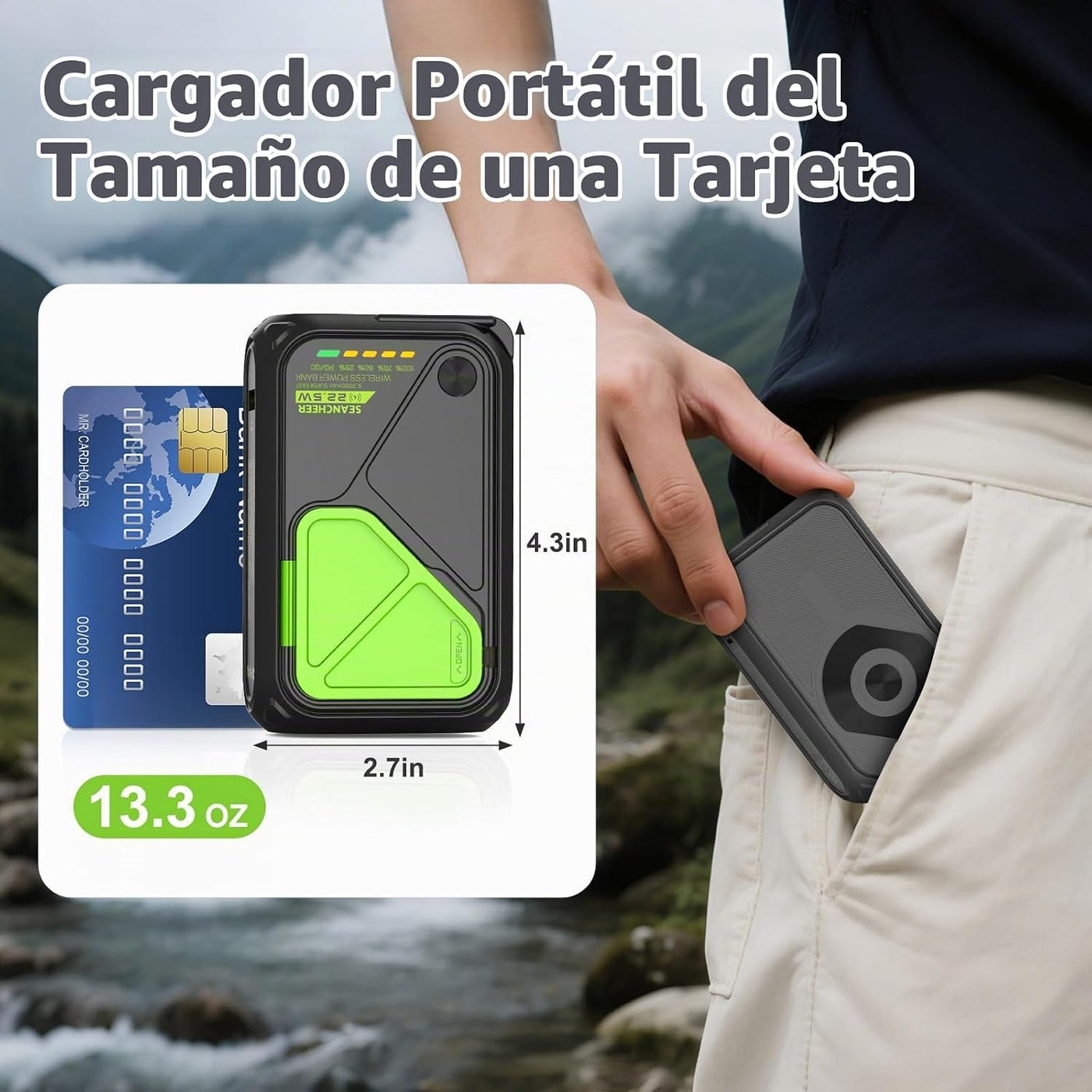 SEANCHEER P05 Cargador portátil, banco magnético de energía pequeño...