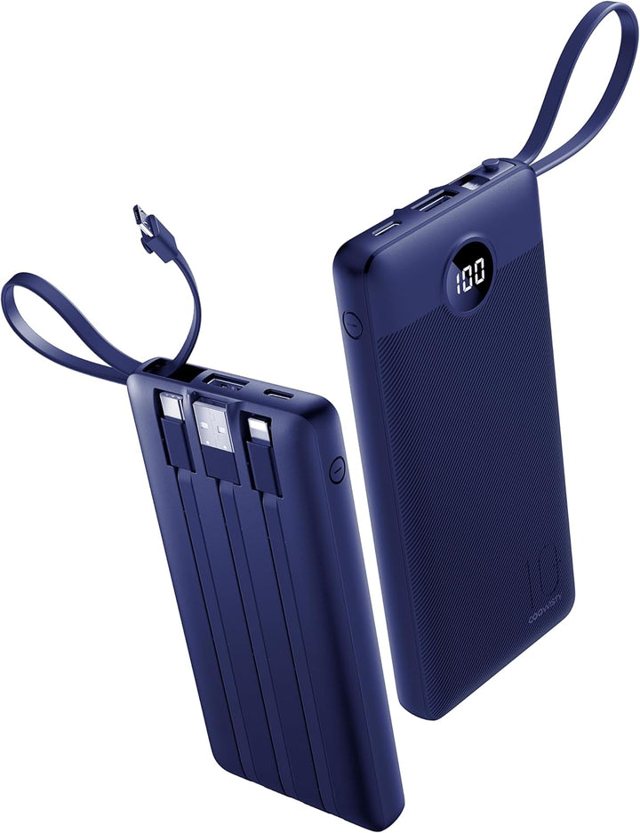 Coowisty Cargador portátil con cables integrados, banco de energía...