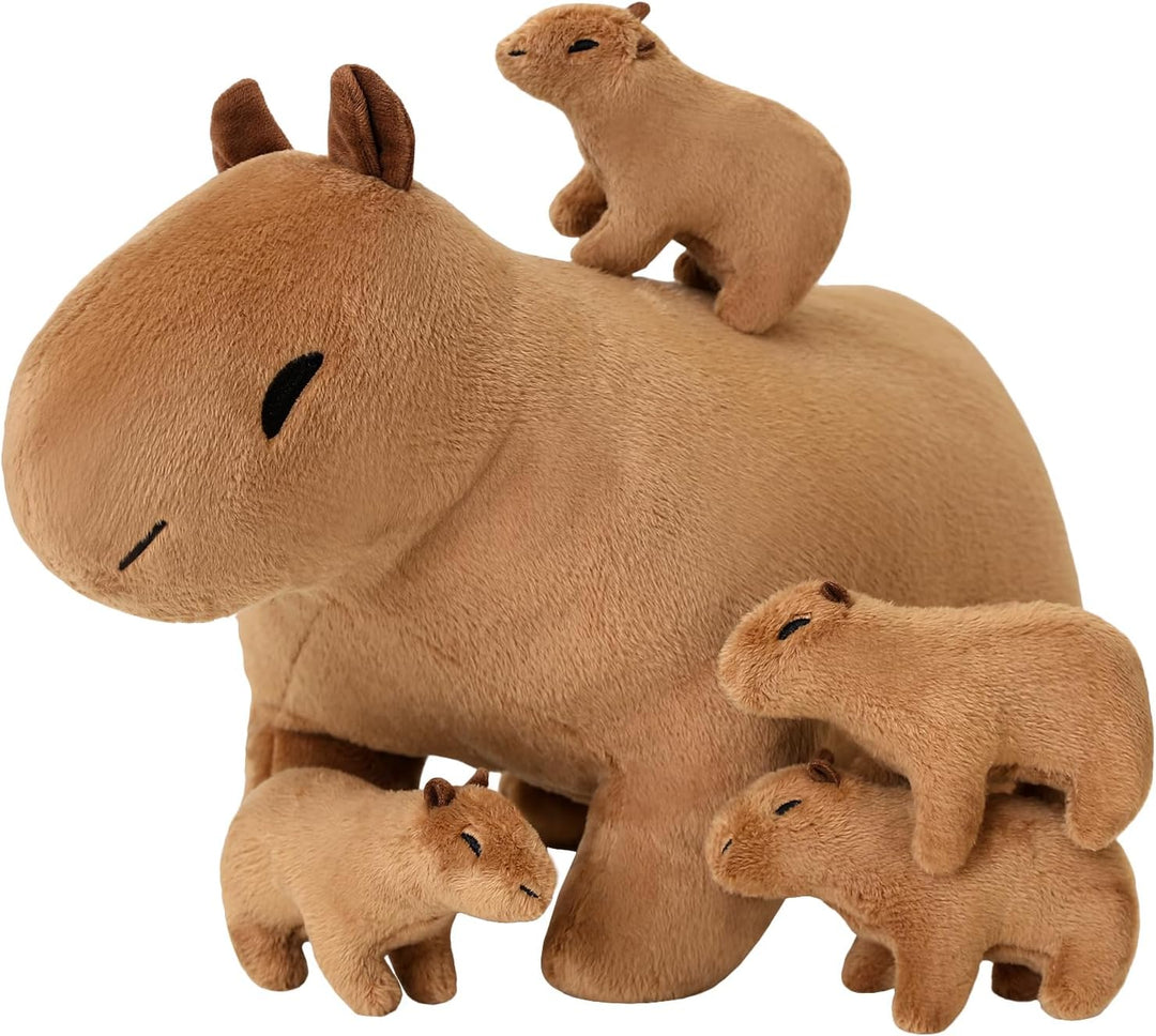 SQEQE Capybara - Peluche de mamá con 4 lindos animales de peluche C...