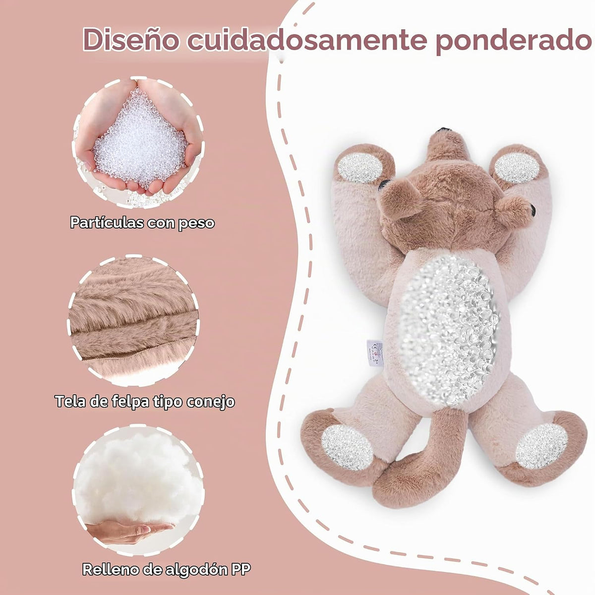 Niuniu Daddy Peluche con peso de lobo, almohada de felpa para niños y