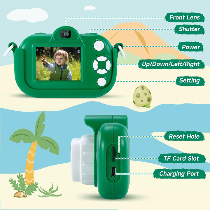 Juguetes de cámara para niños de 4 a 8 años, cámara digital verde 1...