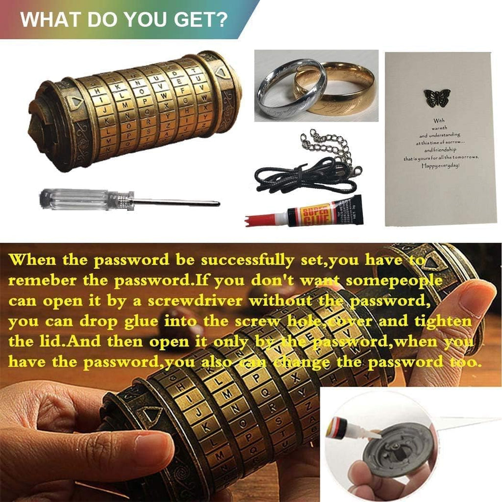 Cryptex Da Vinci Code Mini Cryptex Lock - Cajas de rompecabezas con compartimentos ocultos, aniversario, día de San Valentín, regalos románticos de cumpleaños para ella, regalos para novia, caja para hombres