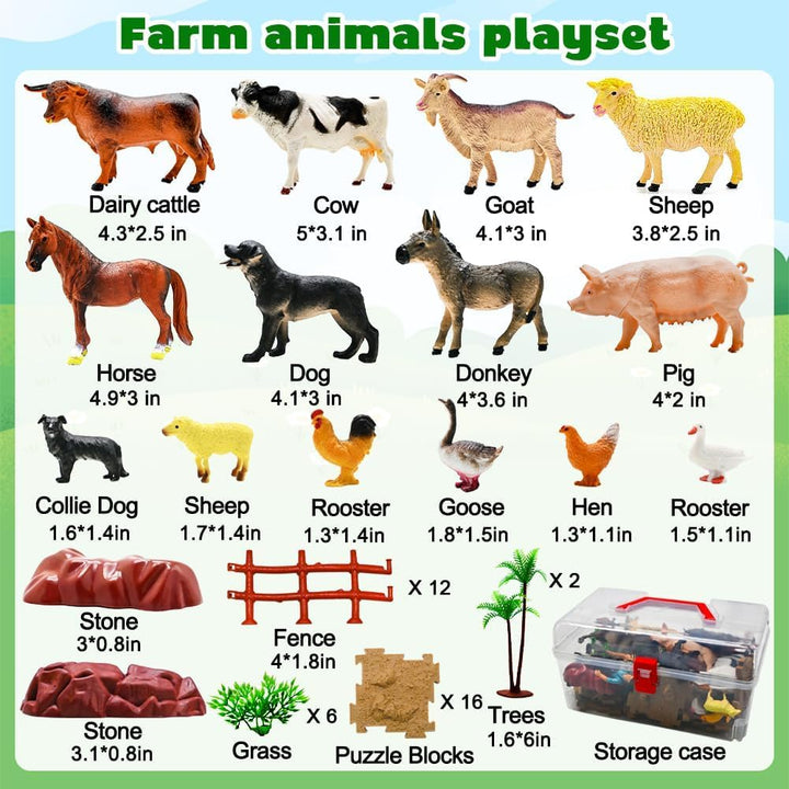 BOLZRA Figuras de animales de granja, juguetes realistas de animale...