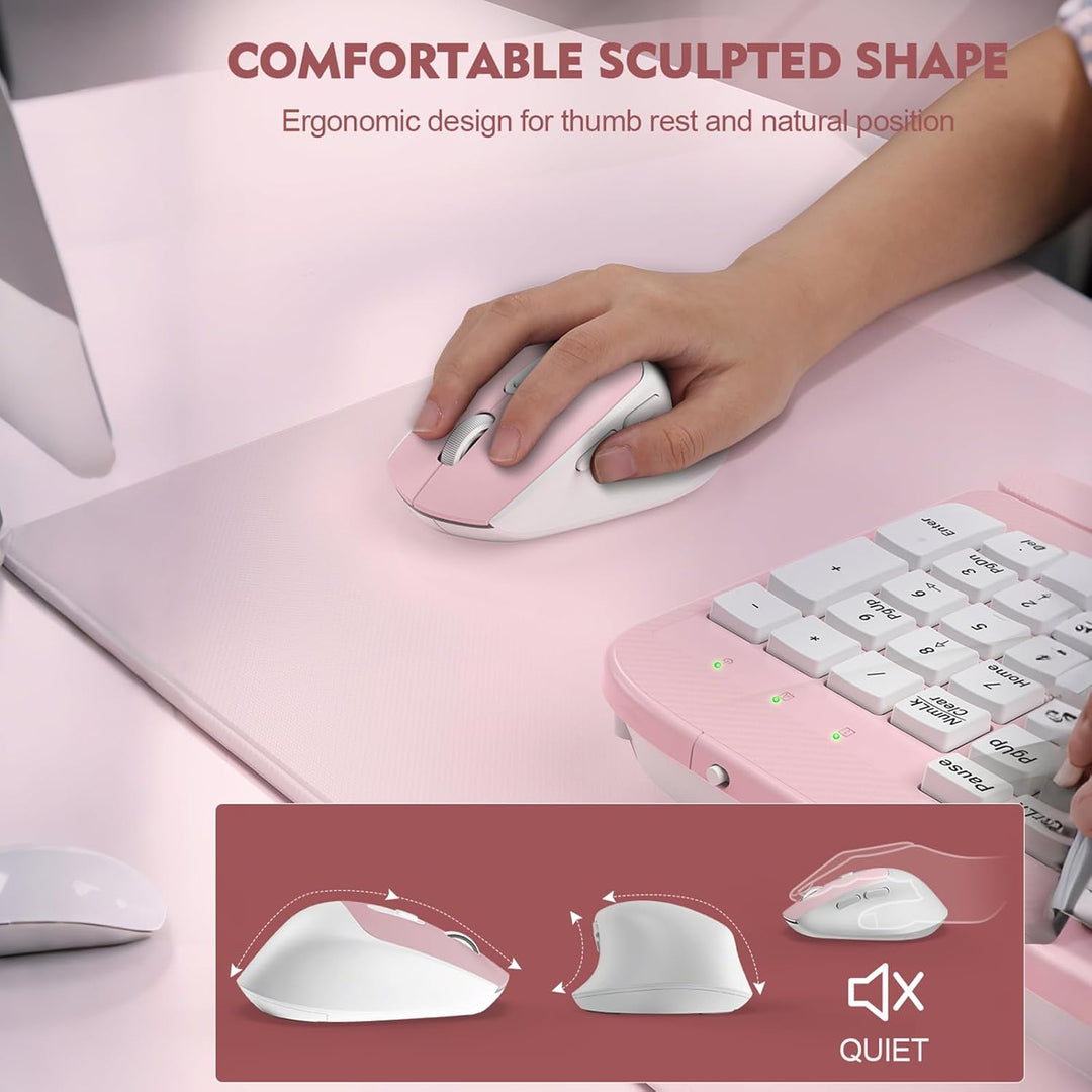 Combo de teclado y mouse inalámbricos, teclado ergonómico de tamaño...