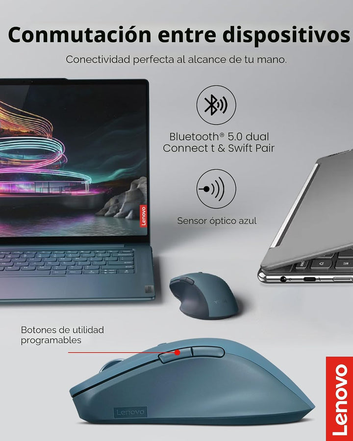Lenovo Mouse Yoga Pro, Bluetooth, recargable USB-C, Bluetooth de mo...