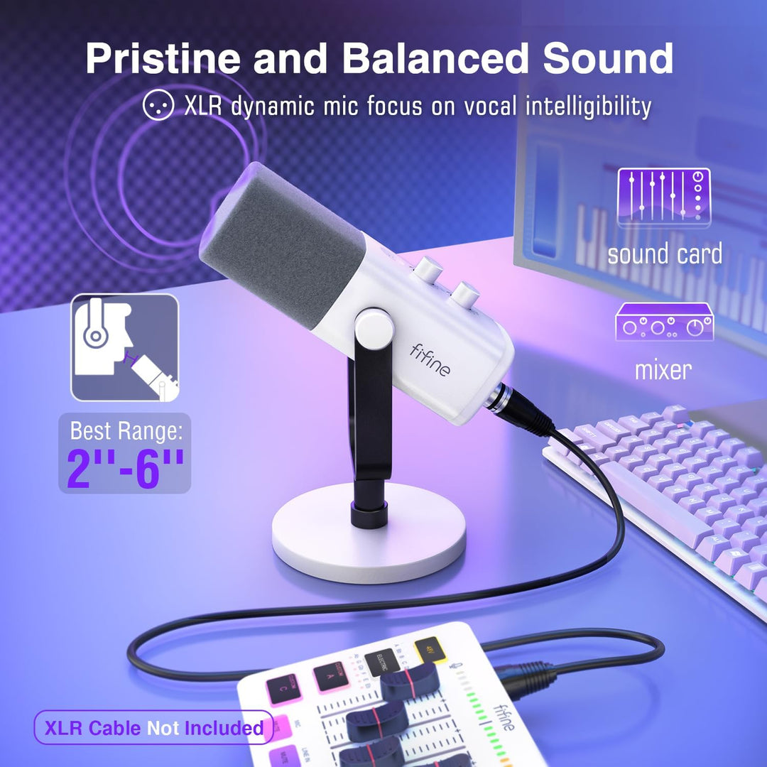 FIFINE XLR\/USB Micrófono para juegos de Gaming para transmisiones...