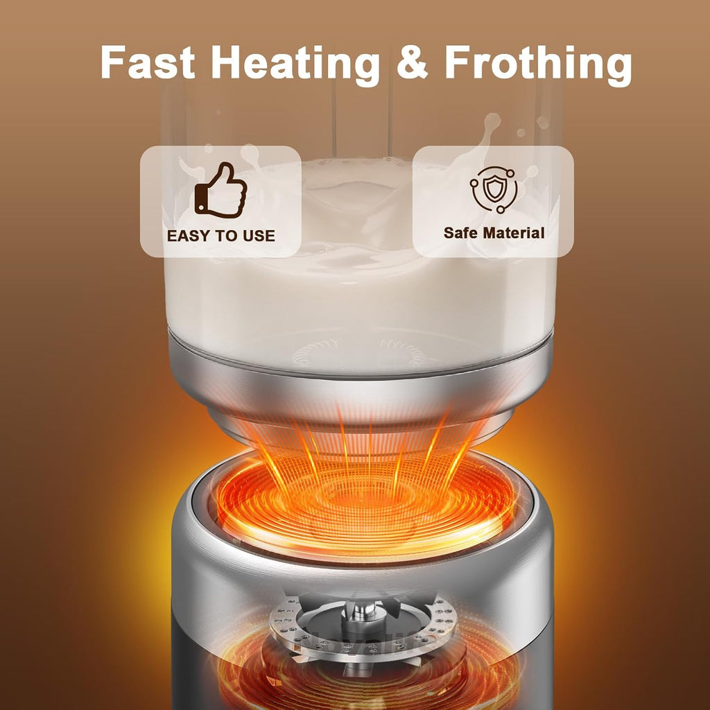 Espumador de leche eléctrico 5 en 1, espumador de leche extraíble y vaporizador de un solo toque para espuma de leche caliente y fría, latte/capuchino/chocolate caliente, espumador de leche de 600 W