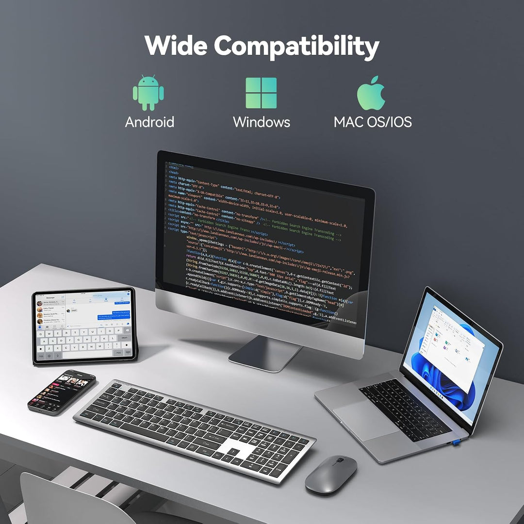 Teclado Bluetooth recargable TECKNET, cambio gratuito entre 4 dispo...