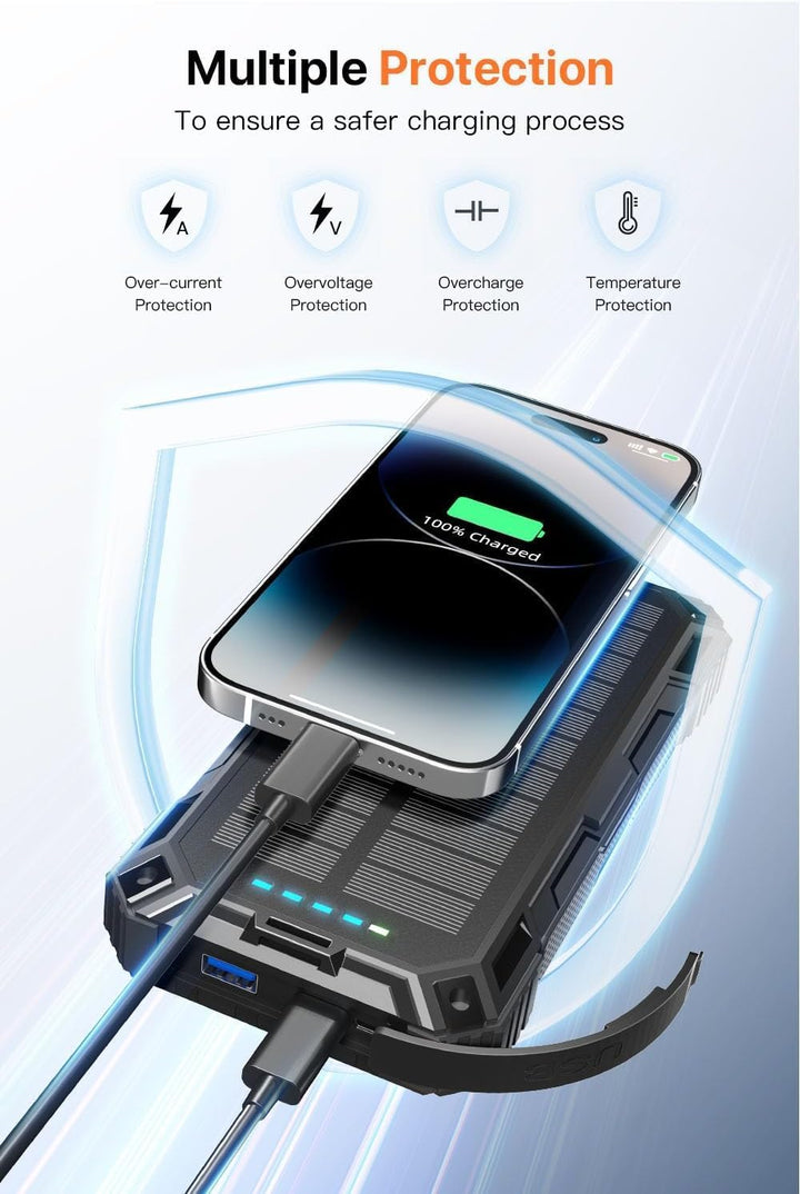 jskei Power Bank - Cargador portátil solar de 49800 mAh, carga inal...