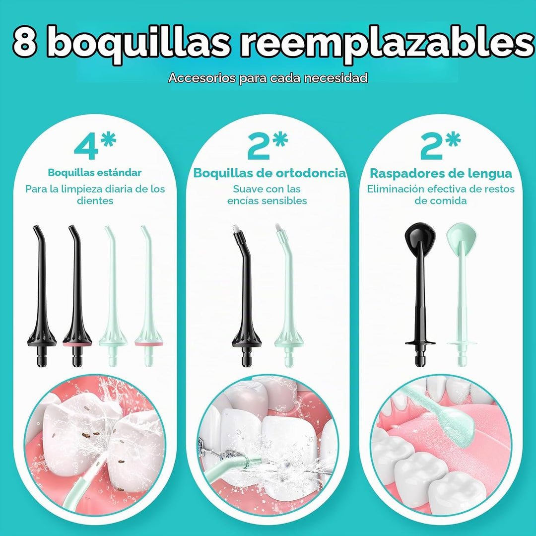 COSLUS Paquete de 2 irrigadores de agua para dientes: juego de púas...