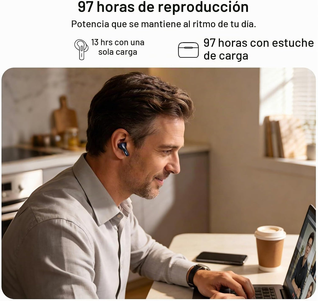 TOZO Auriculares inalámbricos T20 97H Playtime, estuche de pantalla LED de