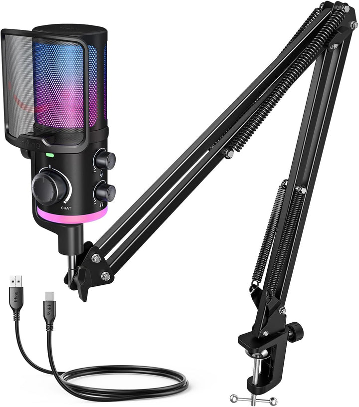 FIFINE Kit de micrófono de transmisión USB para juegos, micrófono d...