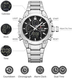 NAVIFORCE Relojes digitales multifunción, reloj analógico impermeable 3ATM para hombres, reloj de pulsera de lujo luminoso, regalo