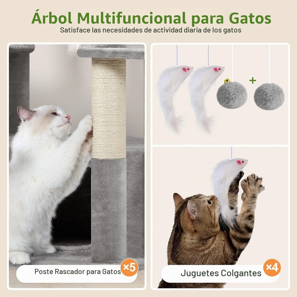 Globlazer Árbol para Gatos Grande, Torre de Escalada de 80 pulgadas de altura, F80F, Gris Claro