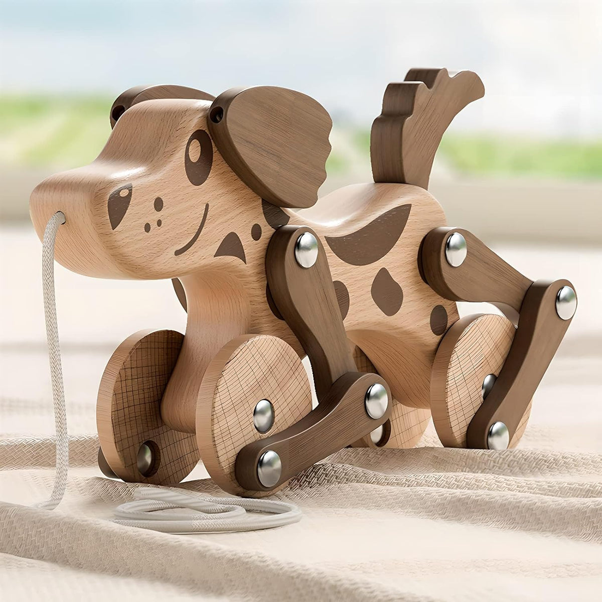 Juguetes Montessori 1 2 3 4 Años Niños Niñas Juguete de Perro de Madera para Caminar y Tirar para Bebés y Pequeñas, Juguetes de Caminar y Tirar, Juguete de Perro para Caminar y Tirar, Juguete