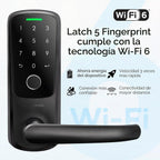 ULTRALOQ Latch 5 Smart Lock, la primera cerradura de palanca inteligente WiFi del mundo, bloqueo automático, teclado digital con pantalla táctil, manija de puerta de huellas dactilares para puerta