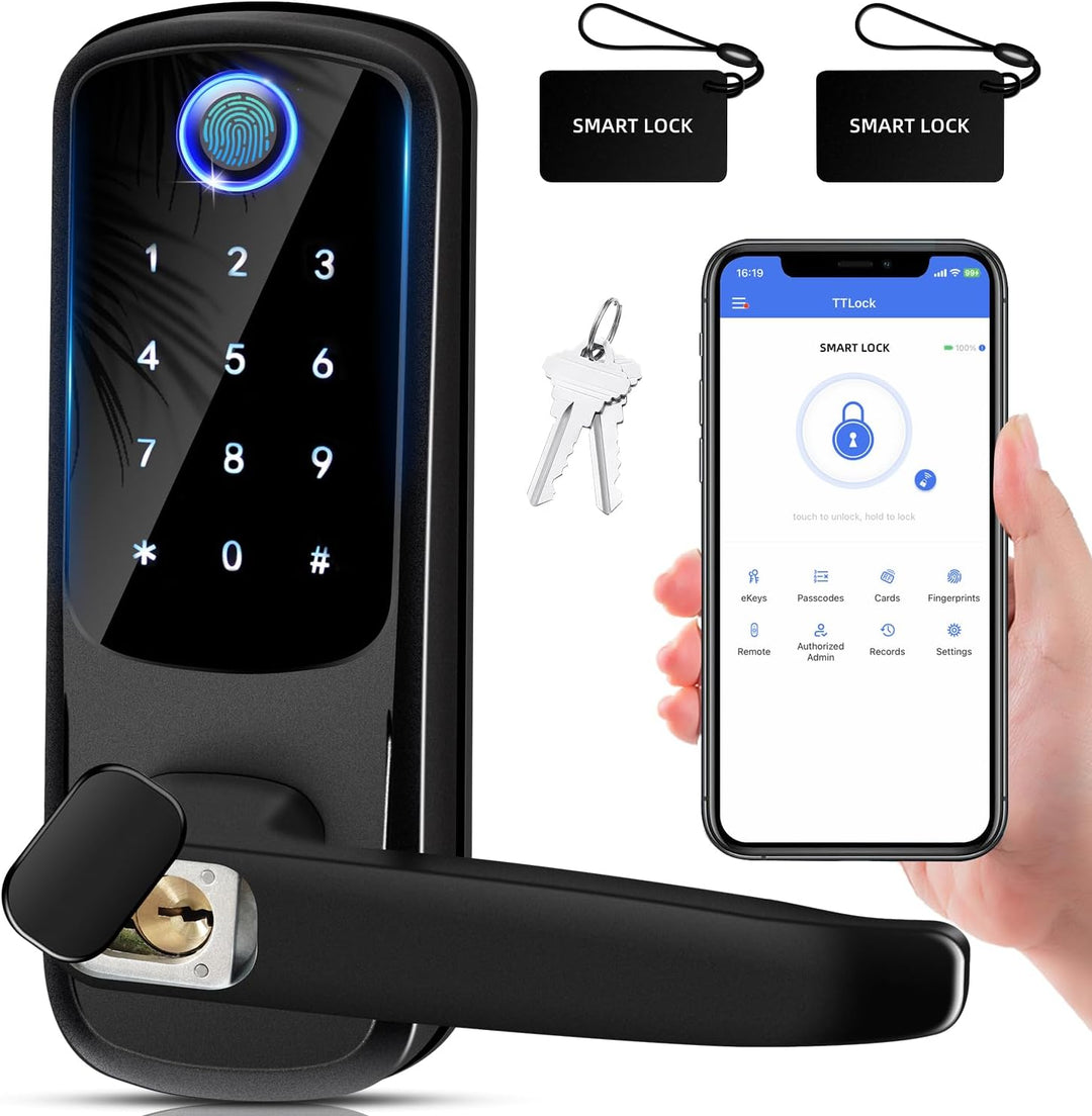 Cerradura de puerta inteligente con asa, cerradura digital de entra...