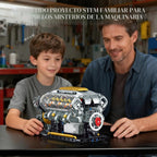 V8 Kit de modelo de motor que funciona, construye tu propio mini motor de automóvil visible, juego de construcción de experimentos de ciencia física para adultos y adolescentes, juguete STEM regalo para niños mayores de 14 años (703 piezas)