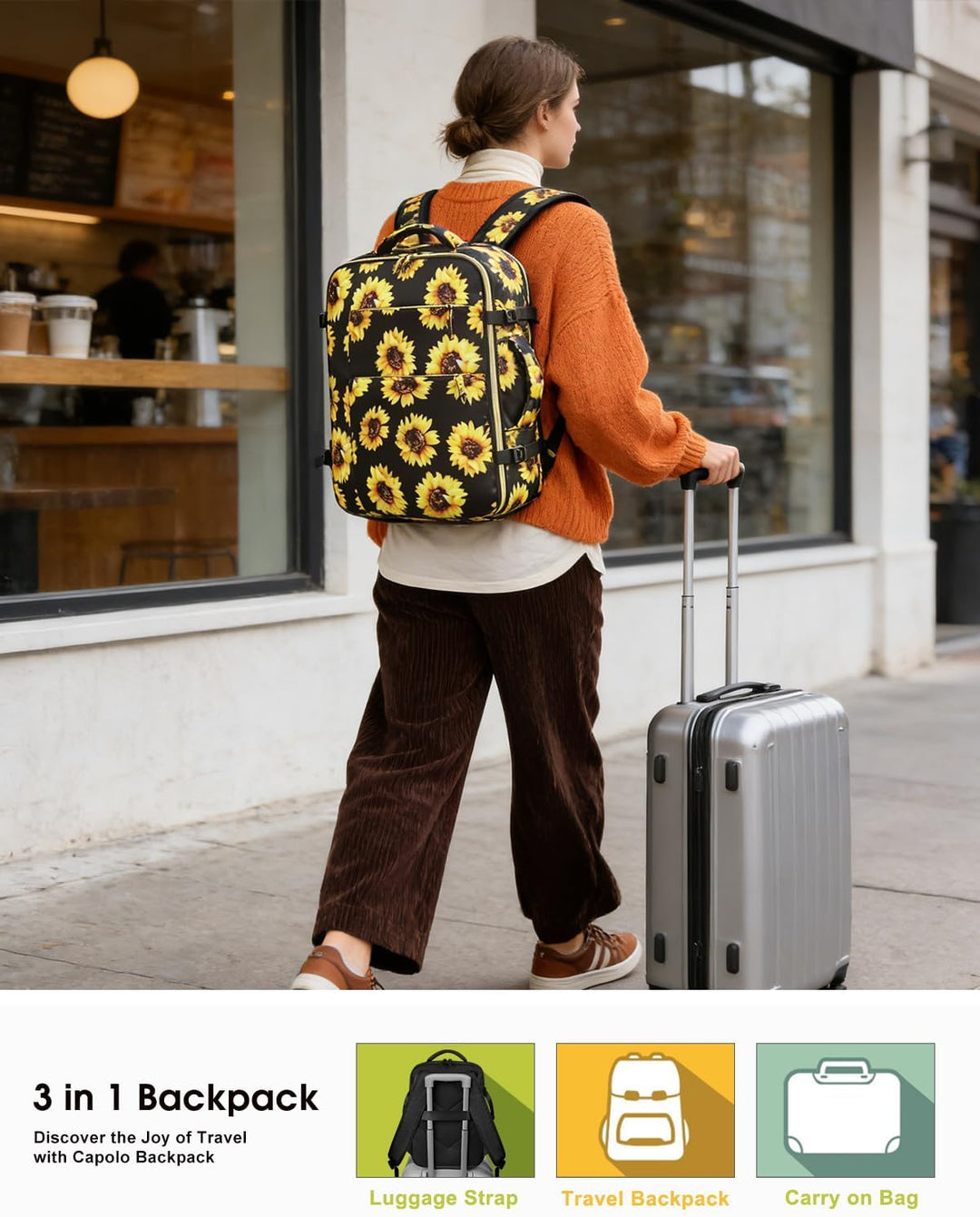 Mochila de viaje Capolo para mujeres y hombres, mochila impermeable...