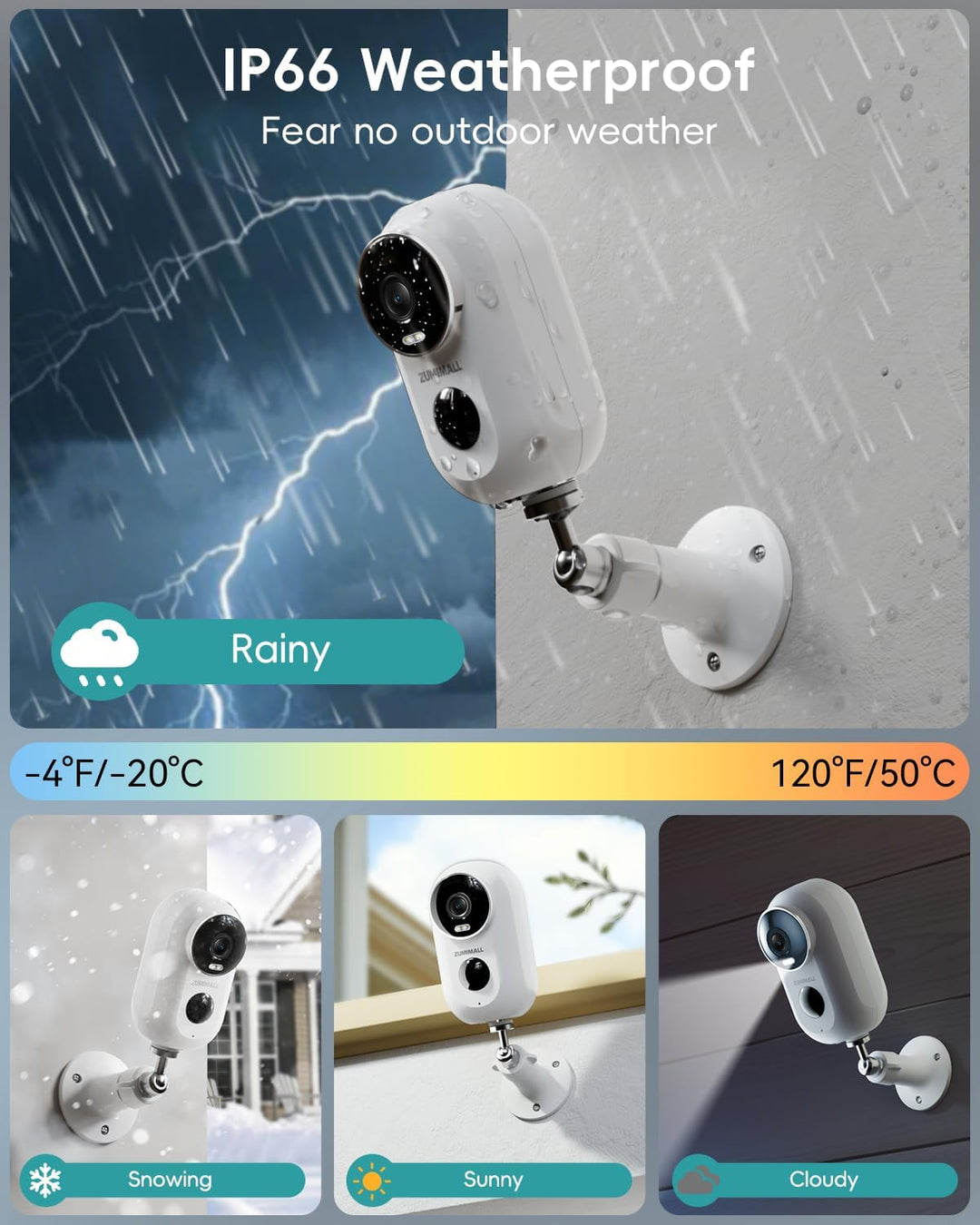 ZUMIMALL Cámaras de seguridad inalámbricas para exteriores con sopo...