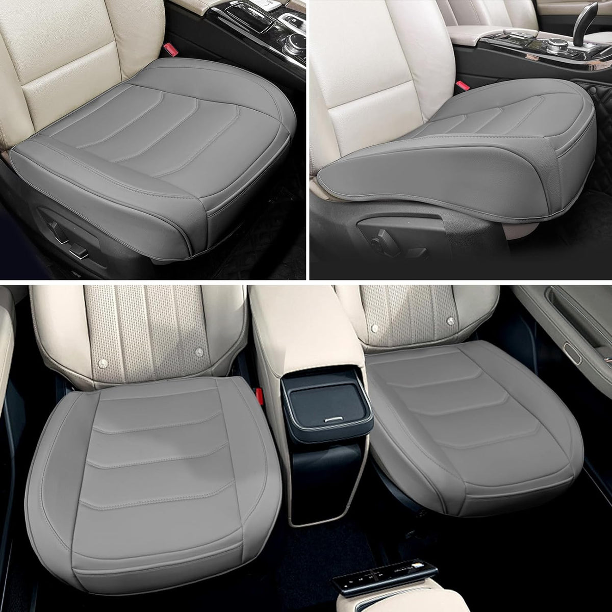 Funda de Asiento de Automóvil para Lujo y Comodidad - Cuero PU, Antideslizante, Protección de Envoltura Completa con Bolsillo de Almacenamiento para Cojín Inferior - Ajuste Universal para el