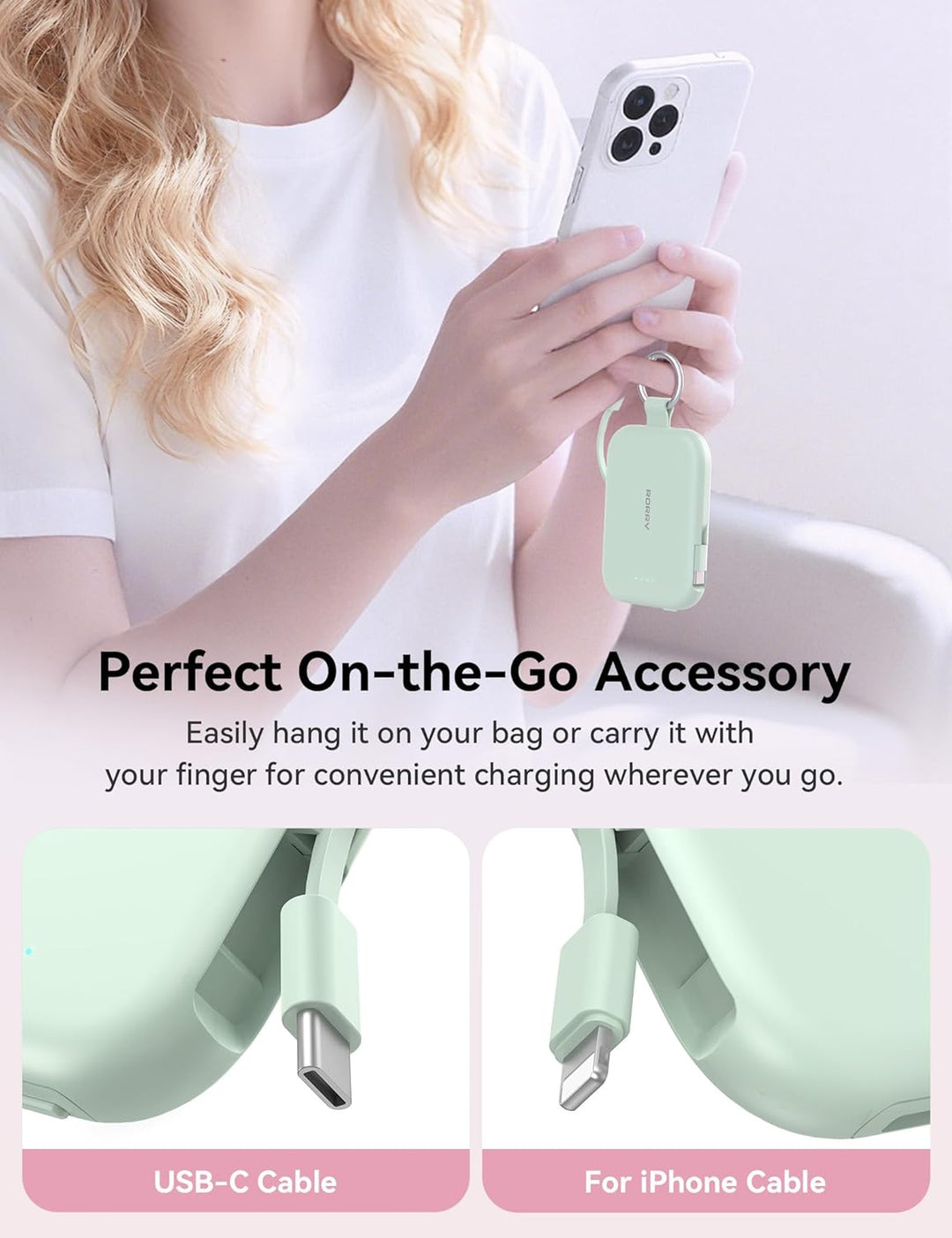 RORRY Cargador portátil, batería de poder portátil de 5000mAh con c...