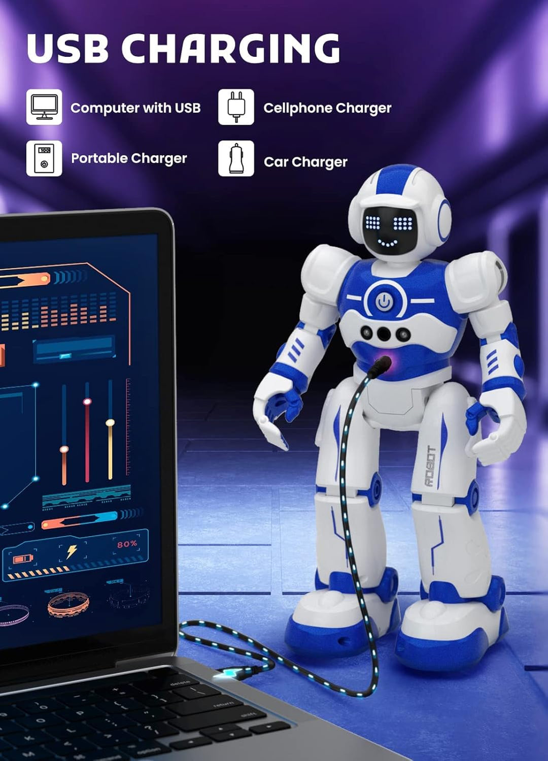 EduCuties Juguetes robot para niños, control remoto programable, in...