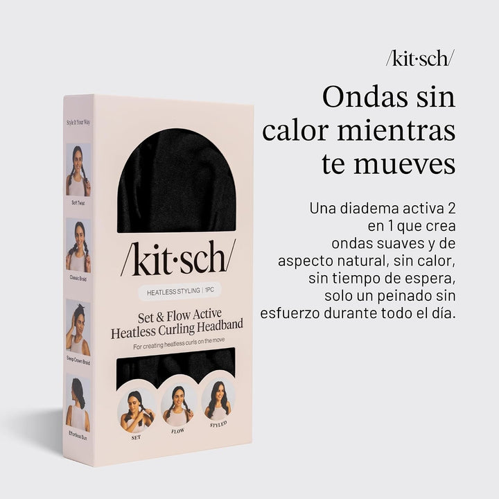 Kitsch Set & Flow Active - Diadema rizadora sin calor para mujer, c...