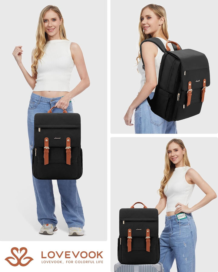 LOVEVOOK Mochila para computadora portátil para mujer, mochila de v...