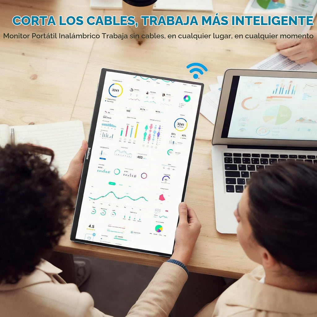 Monitor portátil inalámbrico, extensor de pantalla portátil de 15.6 pulgadas, 1080P, lanzamiento inalámbrico y rotación automática, monitor dual para portátil/Mac/Switch/teléfono/PC