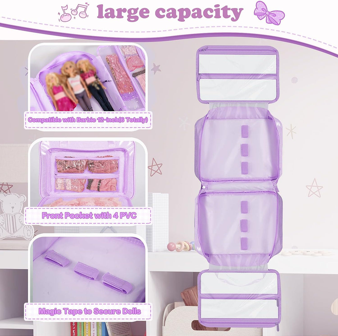 LININYHAO Funda de transporte compatible con muñecas Barbie de 12 p...