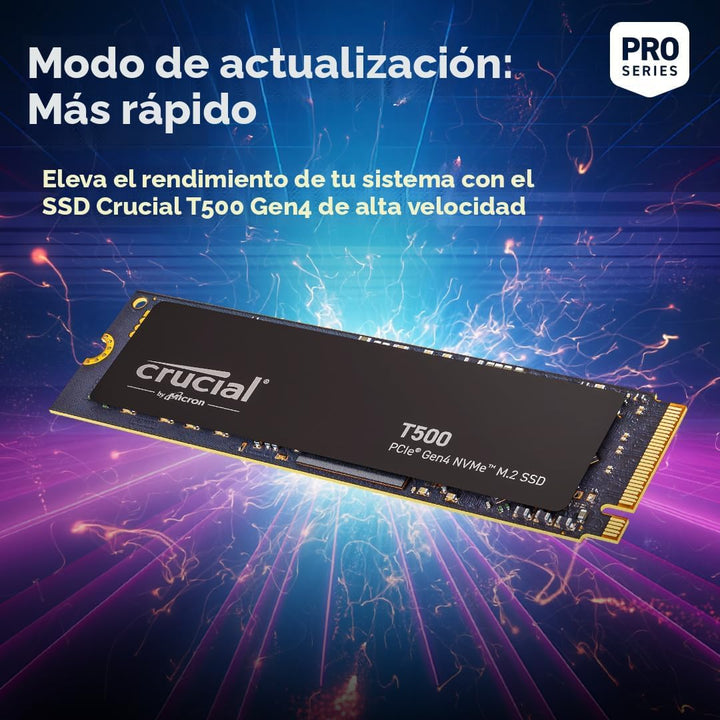 Crucial T500 PCIe Gen4 NVMe 2TB SSD, hasta 7,400MB\/s, TLC NAND, co...