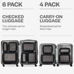 Cubos de Empaque de Compresión para Viajes - Bolsas Organizadoras de Equipaje - Cubos de Empaque con Doble Cremallera para Maletas (Paquete de 4, Negro)