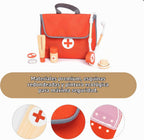 UMU® Mini kit médico de madera para niños – 14 piezas de juego médico para niños pequeños con estetoscopio, jeringa, bolsa de médico, manguito de presión arterial y más – juego de simulación para niños y niñas de 3, 4, 5, 6 años