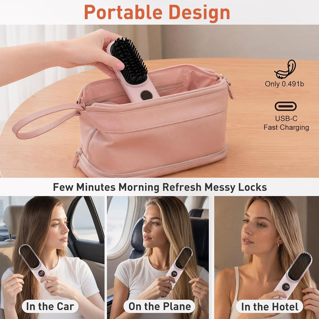 TANSHINE Cepillo alisador de pelo inalámbrico para mujeres, peine d...
