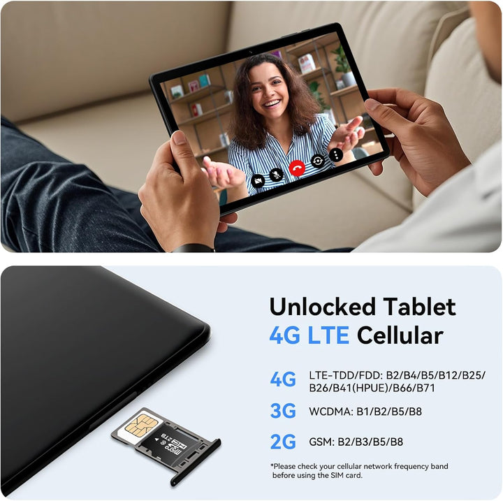 Topsand Tablet Android 15 de 10 pulgadas con ranura para tarjeta SI...