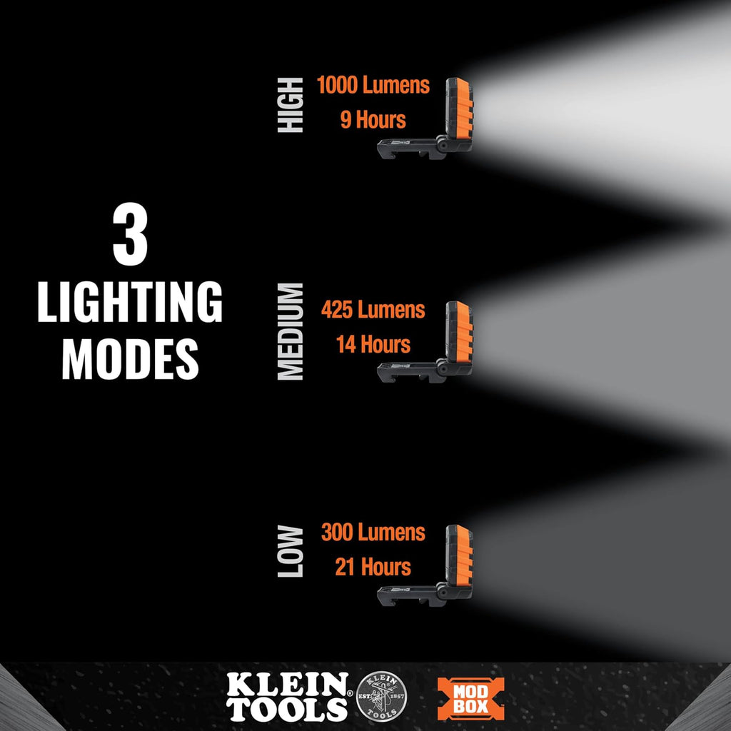 KLEIN TOOLS Luz de trabajo LED recargable 56416, 3 modos, compatible con