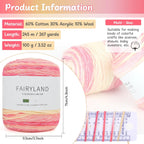 Aeelike Juego de 18 pares de agujas de tejer con 3 madejas, hilo de pastel degradado súper suave, 100 g (3.52 oz) 803.8 ft (267 yardas)