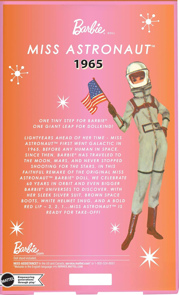Muñeca Barbie Miss Astronauta Coleccionista con traje plateado, bot...