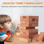 Nattork Torre gigante (pila de 1.77 pies a 4 + pies), juego de bloques gigantes apilables de madera | Hecho de madera de pino de alta calidad | Ideal para la familia, 54 unidades, marrón