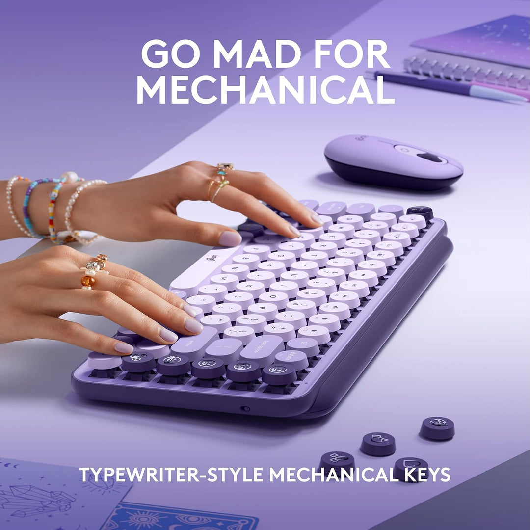 Logitech POP Keys - Teclado mecánico inalámbrico con teclas Emoji p...