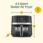 Cuisinart Freidora de aire, freidora de cesta de 4.5 cuartos con 4