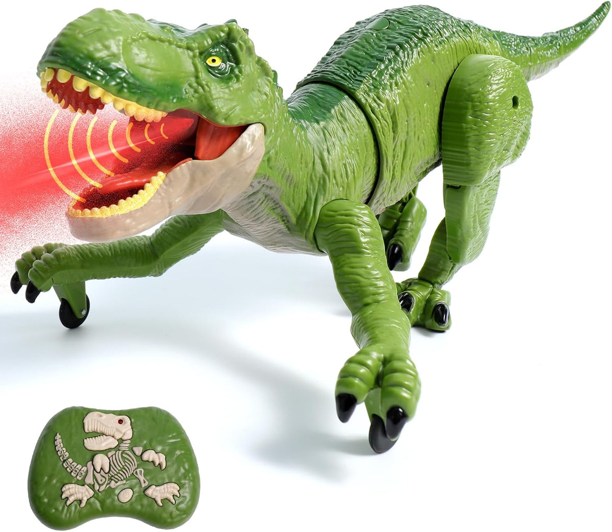 Sunrad Juguetes de dinosaurio con control remoto para niños de 3-5, 4-7, 8, Verde