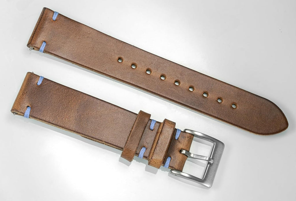 hemsut h Horween - Correas de reloj de cuero para hombre, correa de cuero de liberación rápida para reloj, envoltura de repuesto de 0.71 pulgadas, 0.78 pulgadas, 0.86 pulgadas