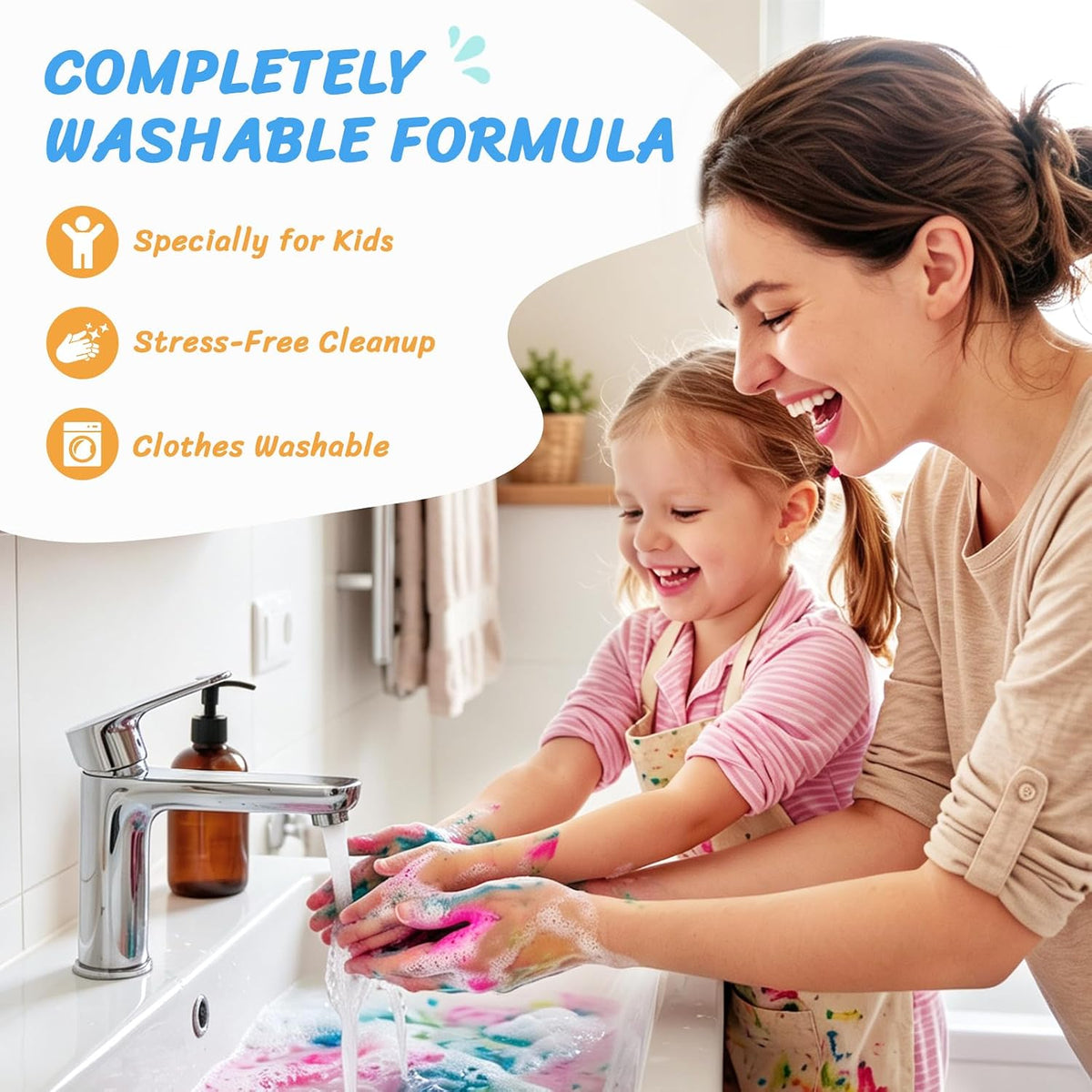 Juego de pintura lavable de neón grande para niños, 6 colores