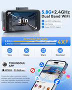 Cámara de tablero 4K+4K, tarjeta gratuita de 128 GB, WiFi6 de 5.8