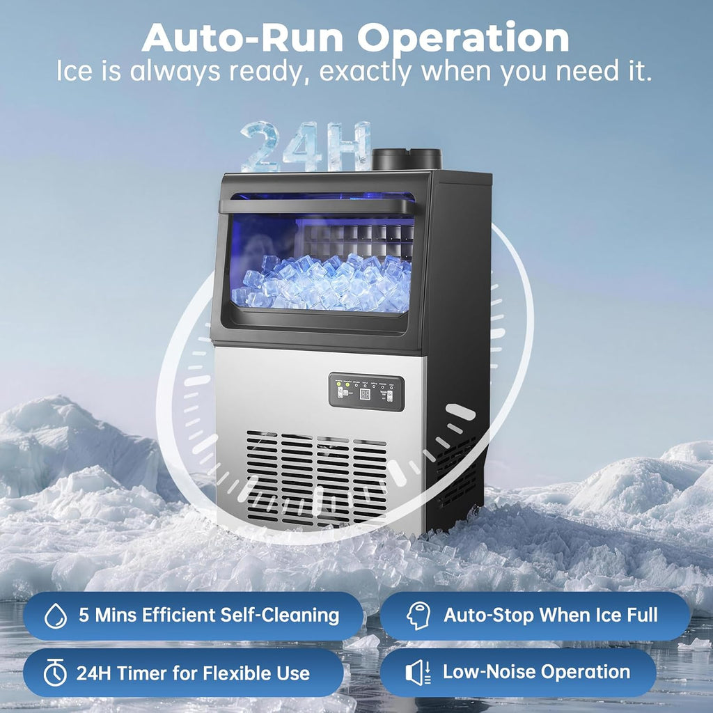 Máquina de hielo comercial de 90 libras, almacenamiento de 18